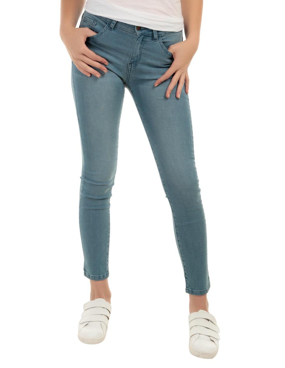 Jeans skinny lavado obscuro corte cintura para mujer Jeans skinny lavado obscuro corte cintura para mujer