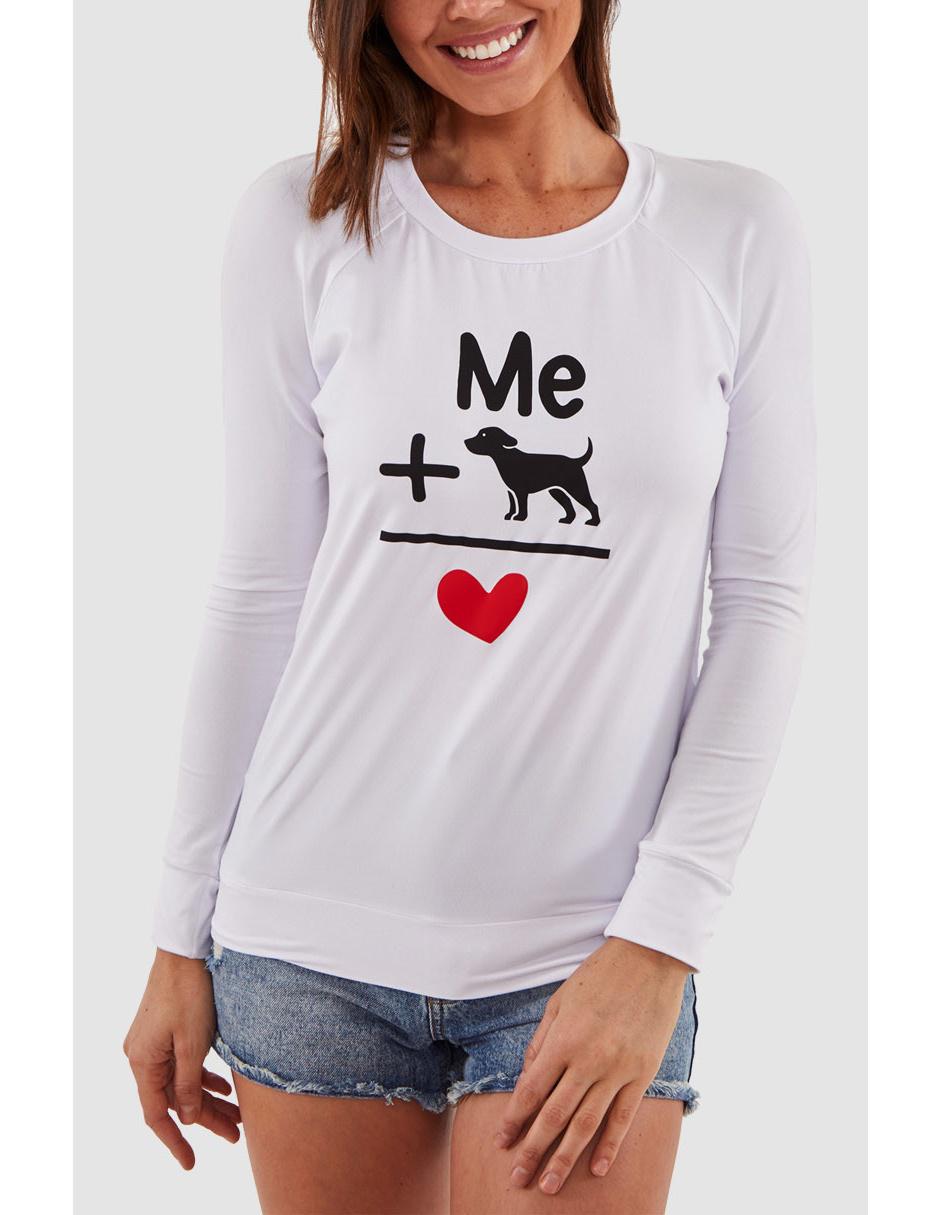 Blusa dog + me manga larga para mujer