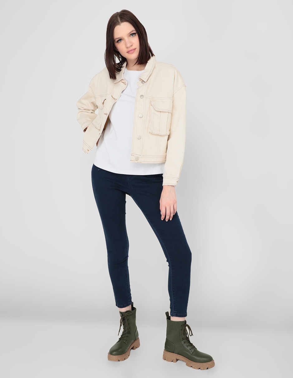 Jeans skinny corte cintura para mujer 3