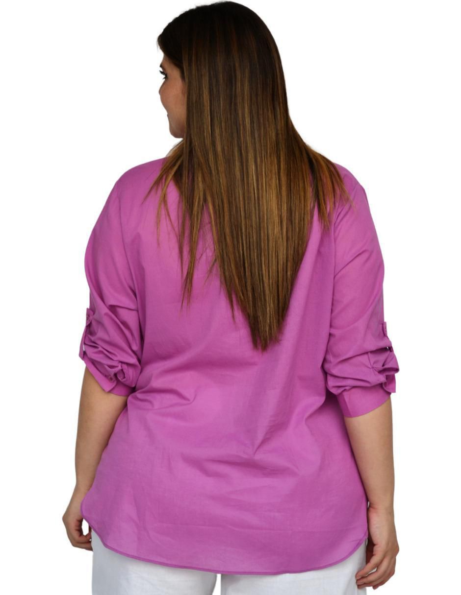 Camisa de algodón manga 3/4 para mujer