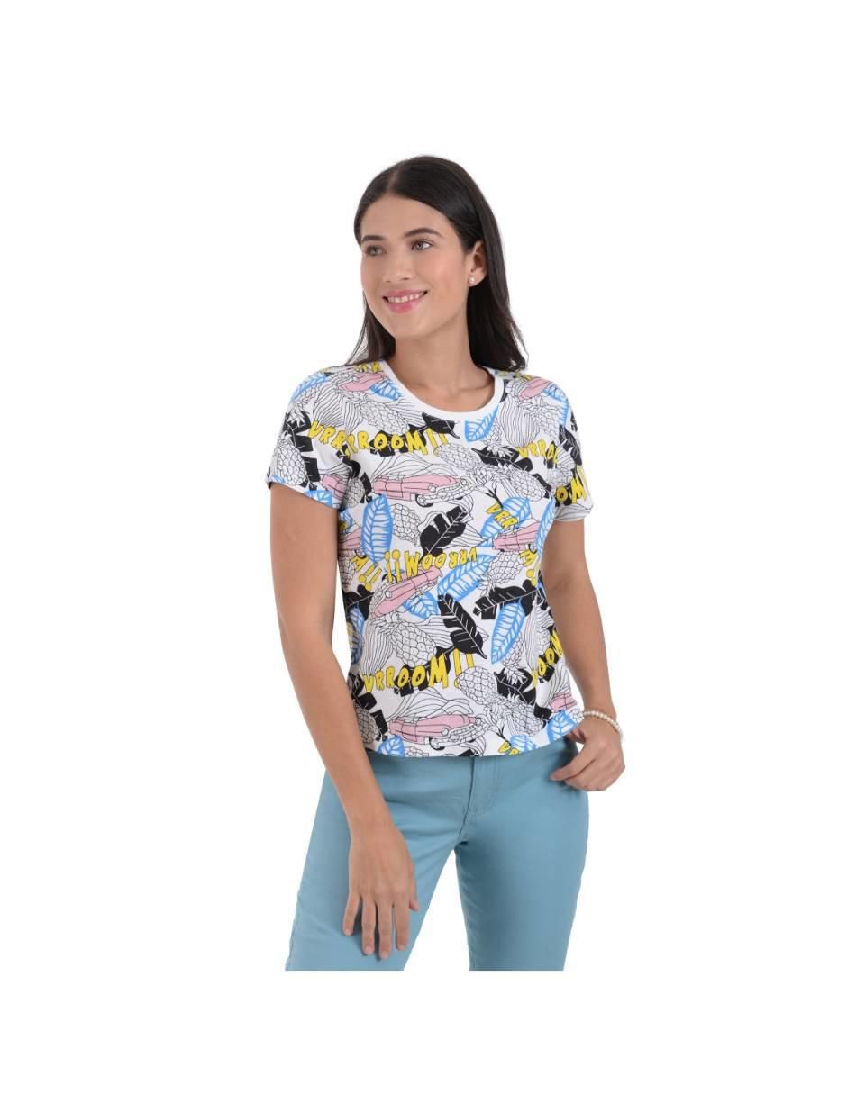 Playera manga corta cuello redondo mujer