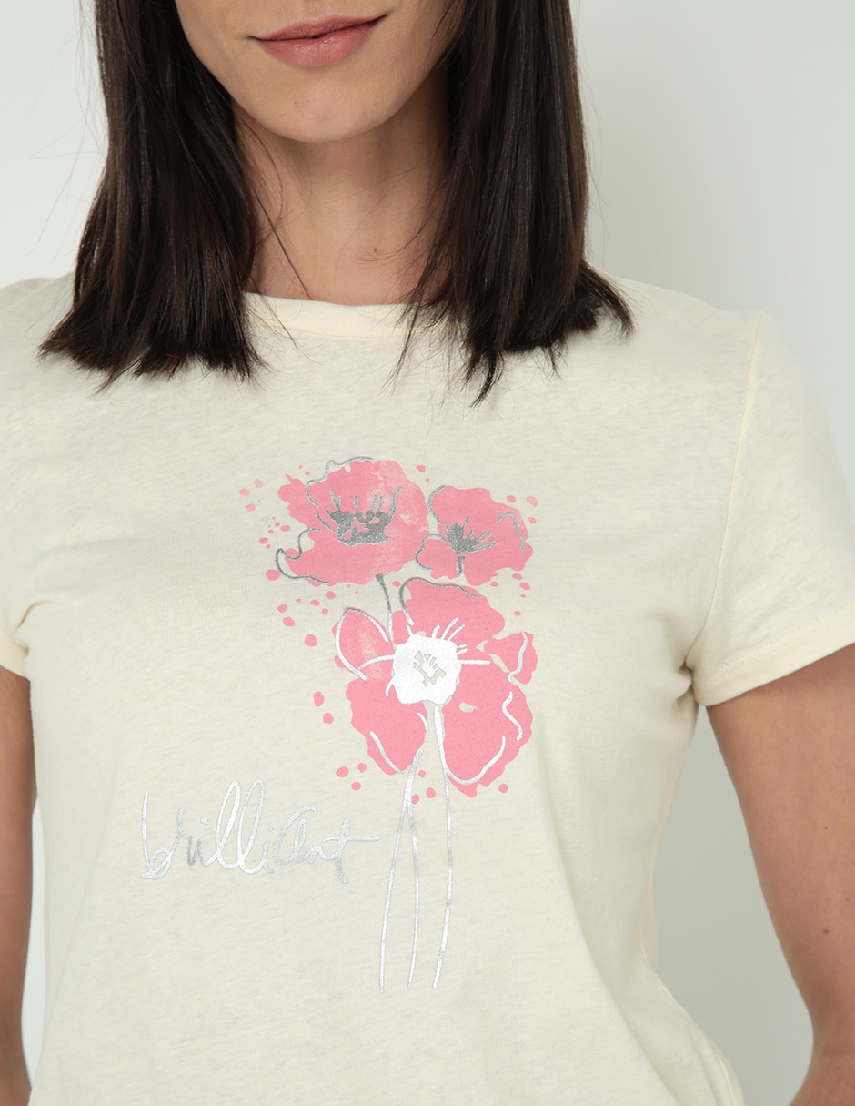 Playera manga corta cuello redondo para mujer 4