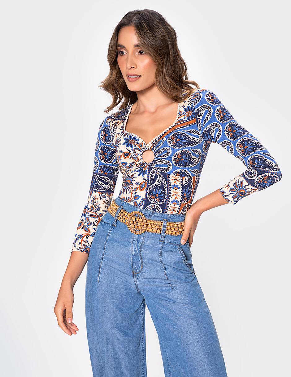 Blusa Studio F manga 3/4 para mujer