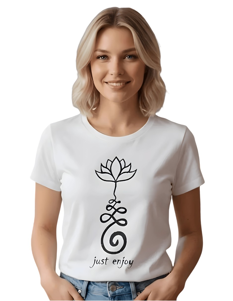Playera manga corta flor de loto cuello redondo para mujer Playera manga corta flor de loto cuello redondo para mujer