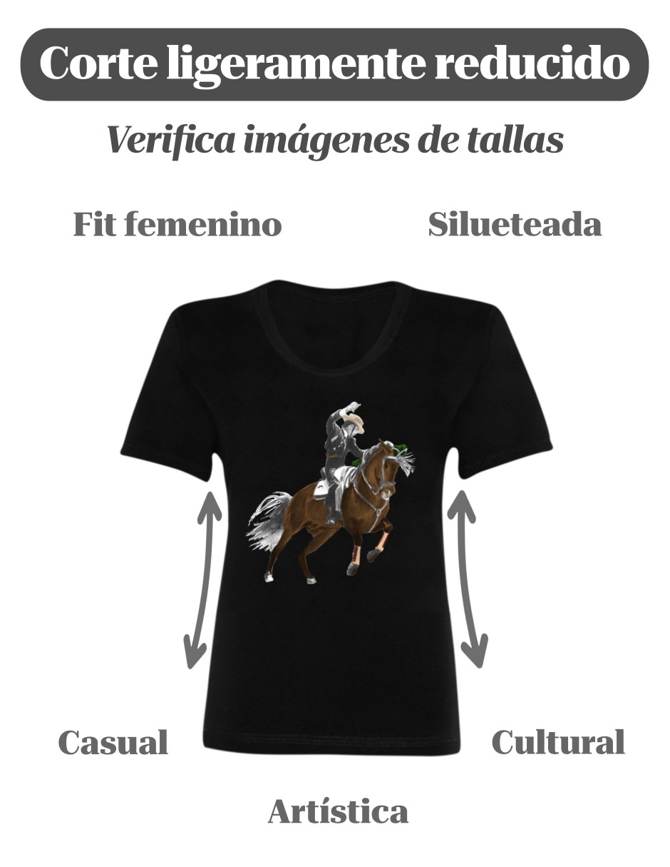 Playera manga corta caballo rejoneador cuello redondo para mujer 2