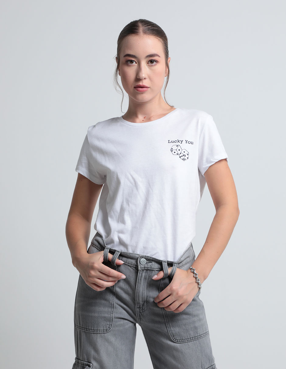 Playera manga corta cuello redondo para mujer