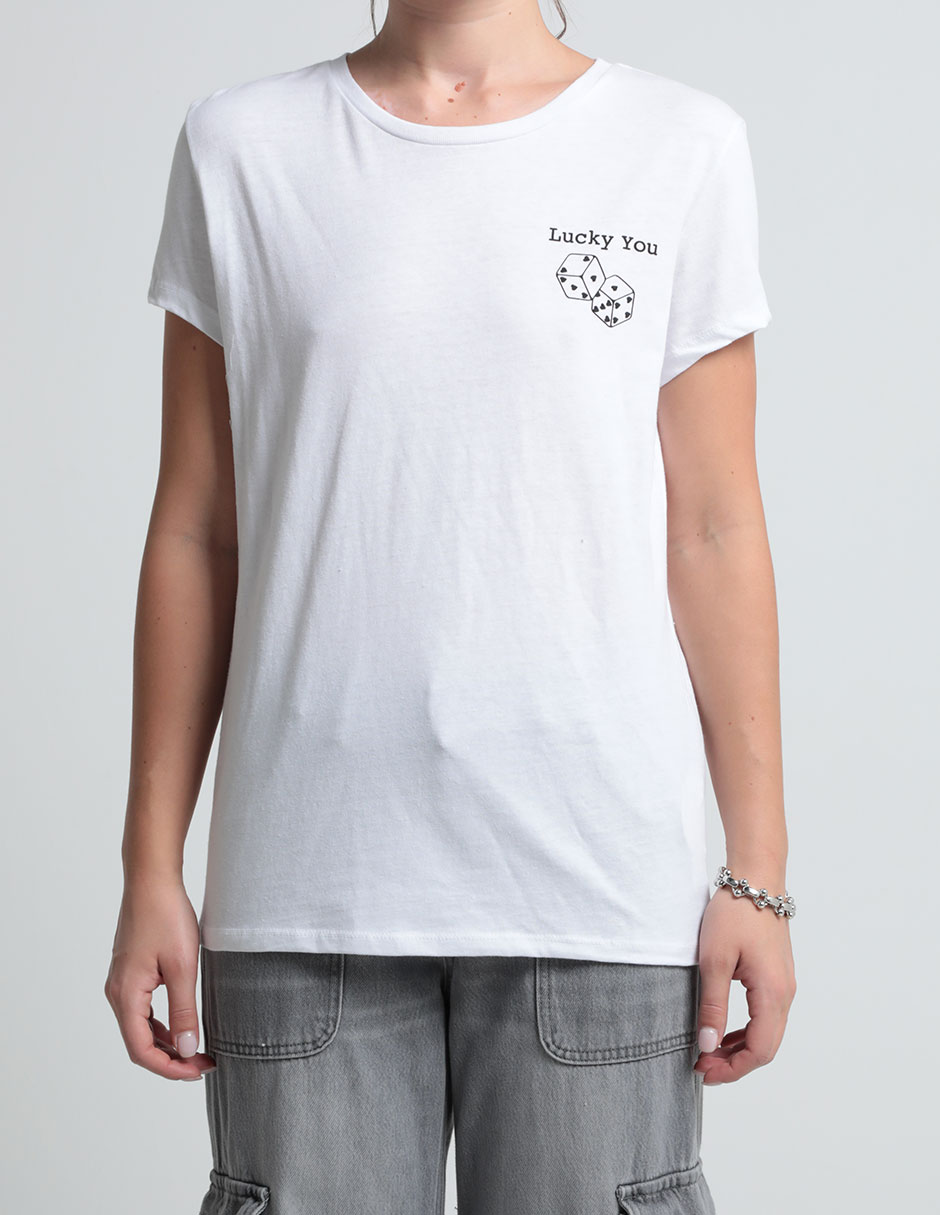 Playera manga corta cuello redondo para mujer