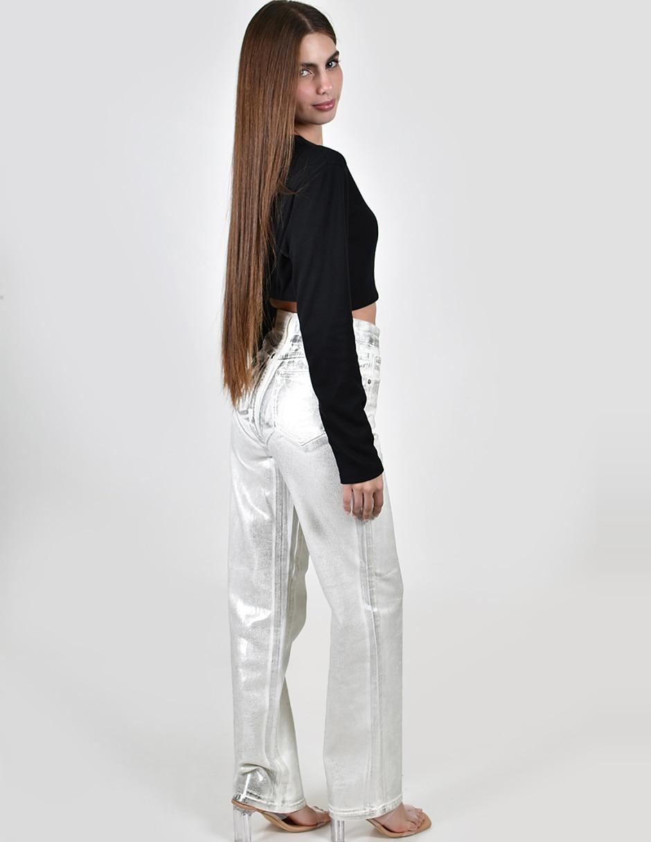 Jeans relajado j-bal-6618-plateado para mujer 3