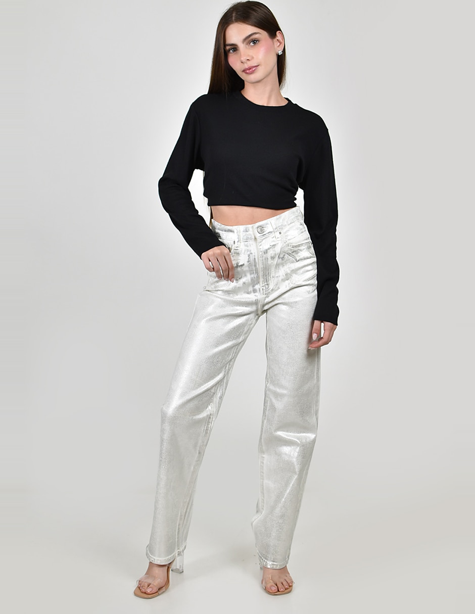 Jeans relajado j-bal-6618-plateado para mujer 4