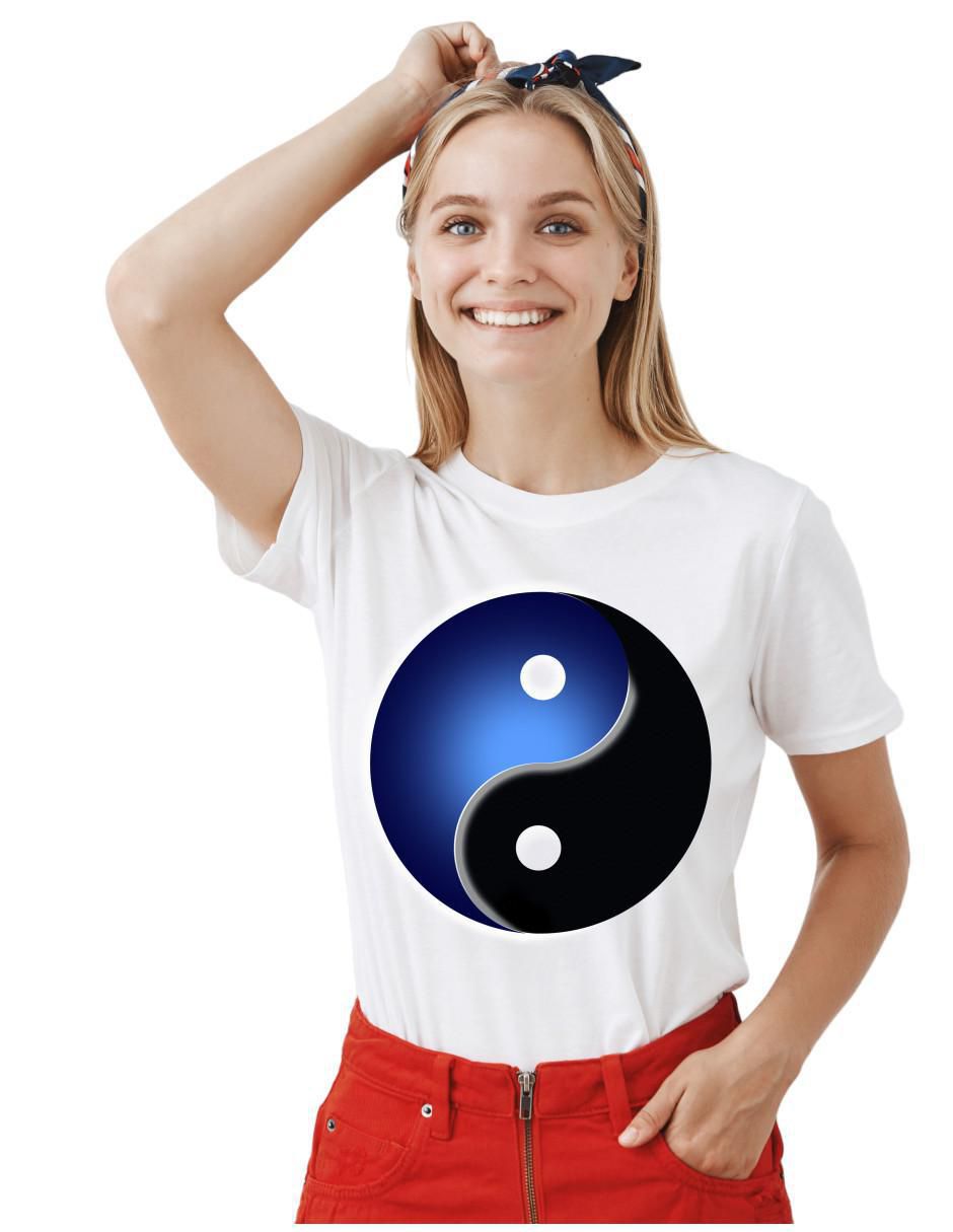 Playera manga corta Yin Yang Yoga Zen Espiritual cuello redondo para mujer Playera manga corta Yin Yang Yoga Zen Espiritual cuello redondo para mujer