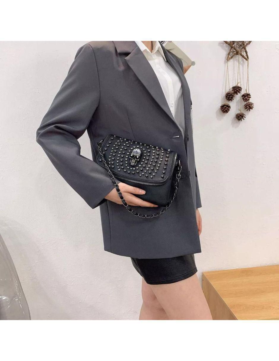 Bolsa crossbody Skullgirl de cuero para mujer