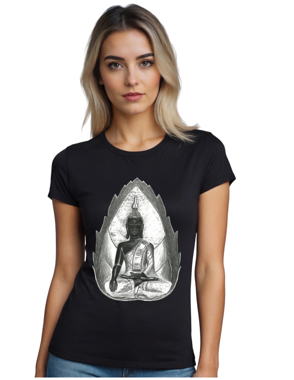 Playera manga corta Marëvnyk Buda cuello redondo para mujer