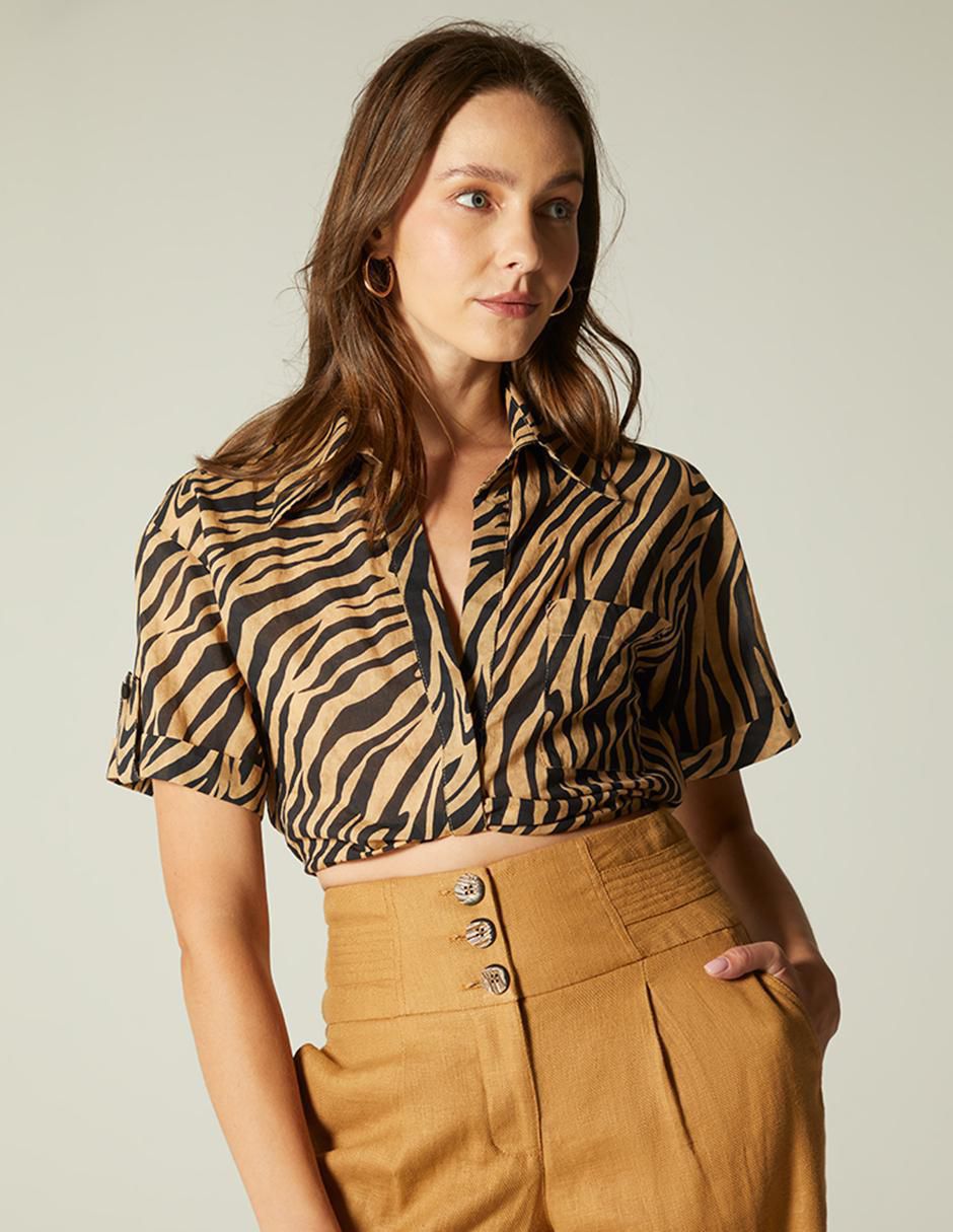 Top cuello camisero