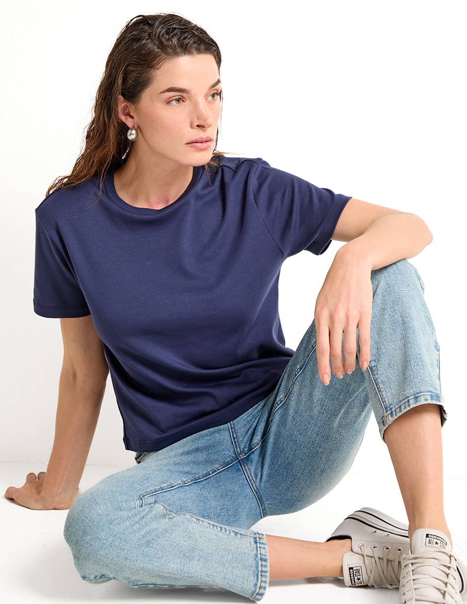 Playera manga corta cuello redondo para mujer Playera manga corta cuello redondo para mujer