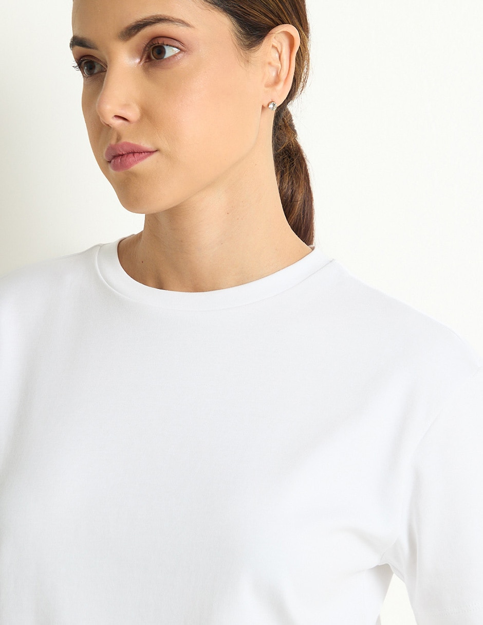 Playera manga corta cuello redondo para mujer 4