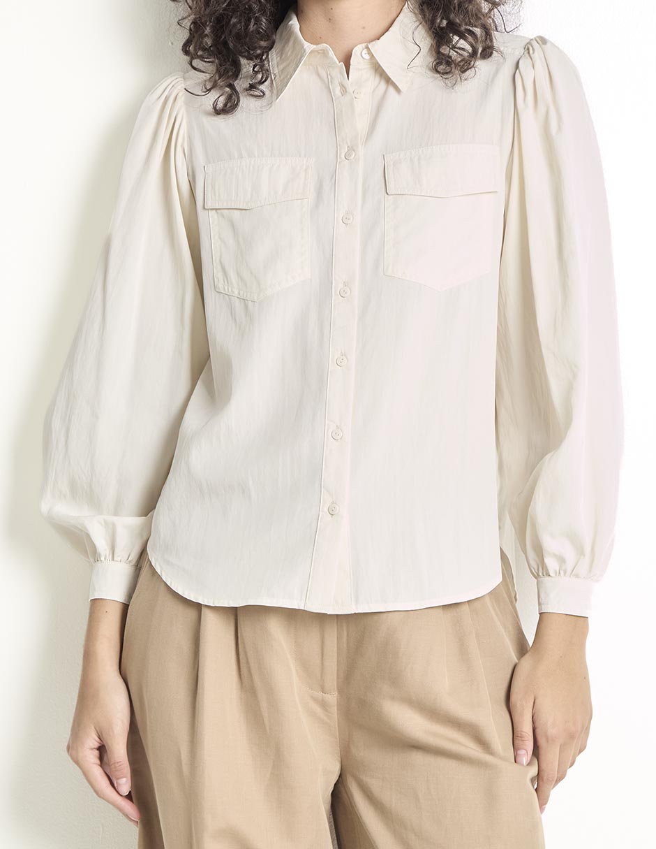 Camisa de algodón manga larga para mujer