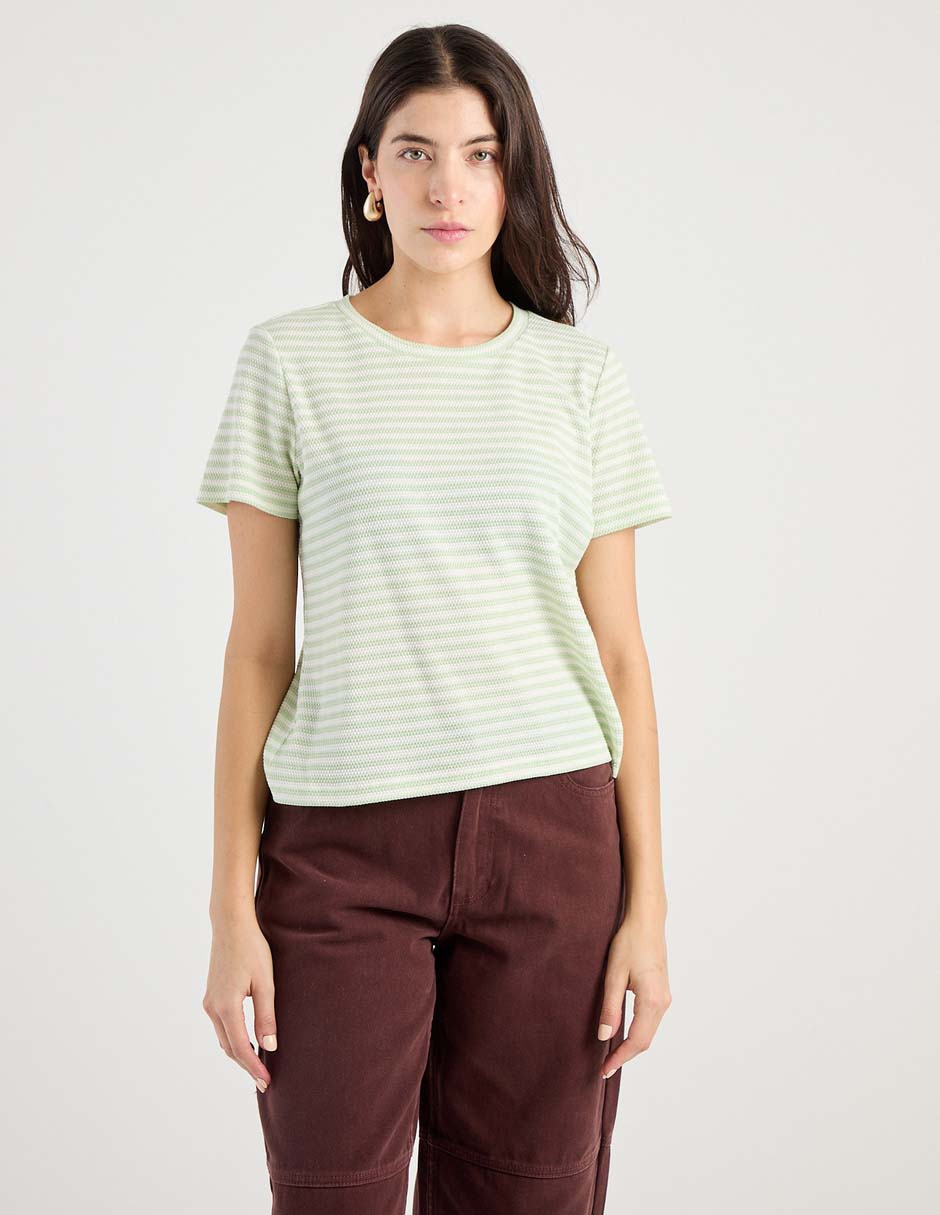 Playera manga corta cuello redondo para mujer