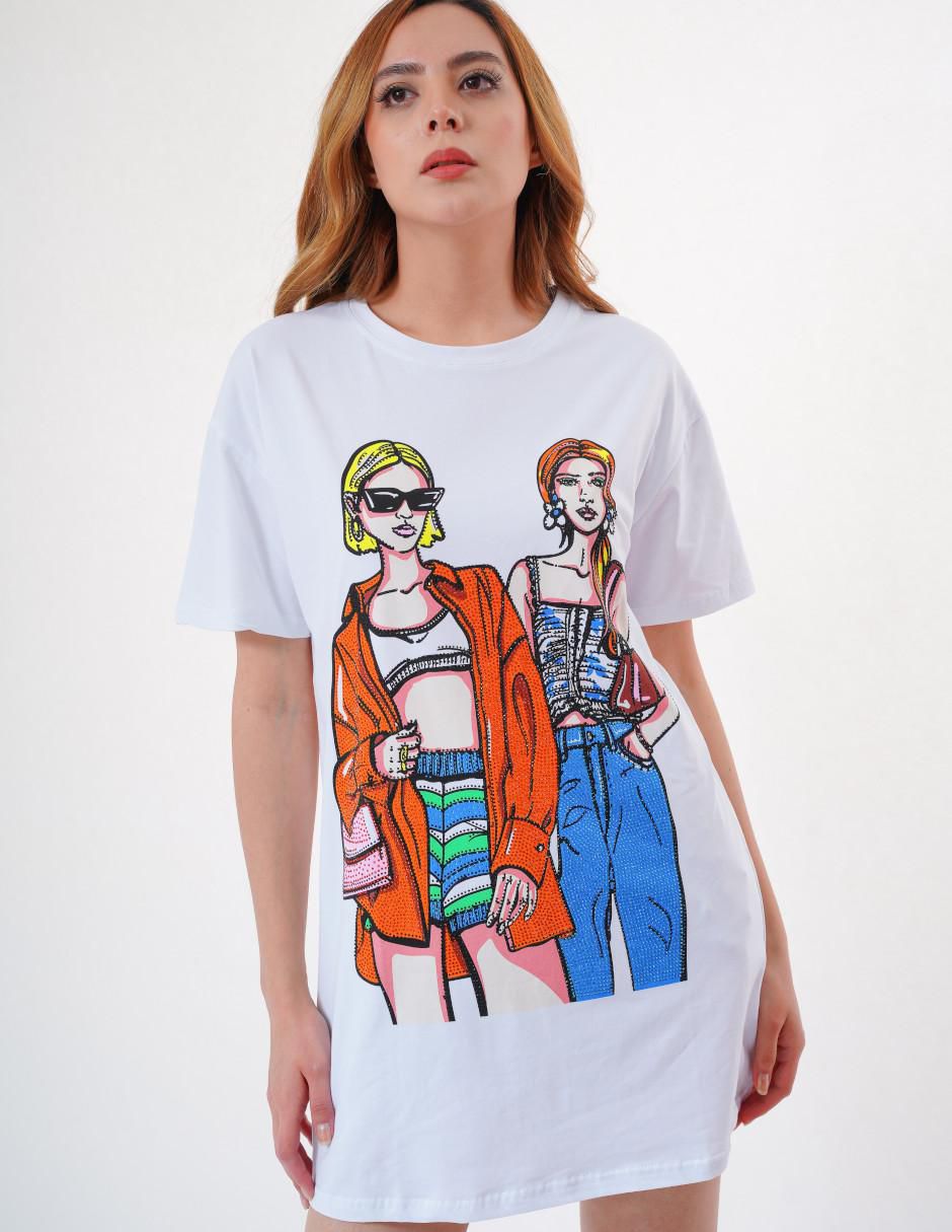 Playera manga corta cuello redondo mujer