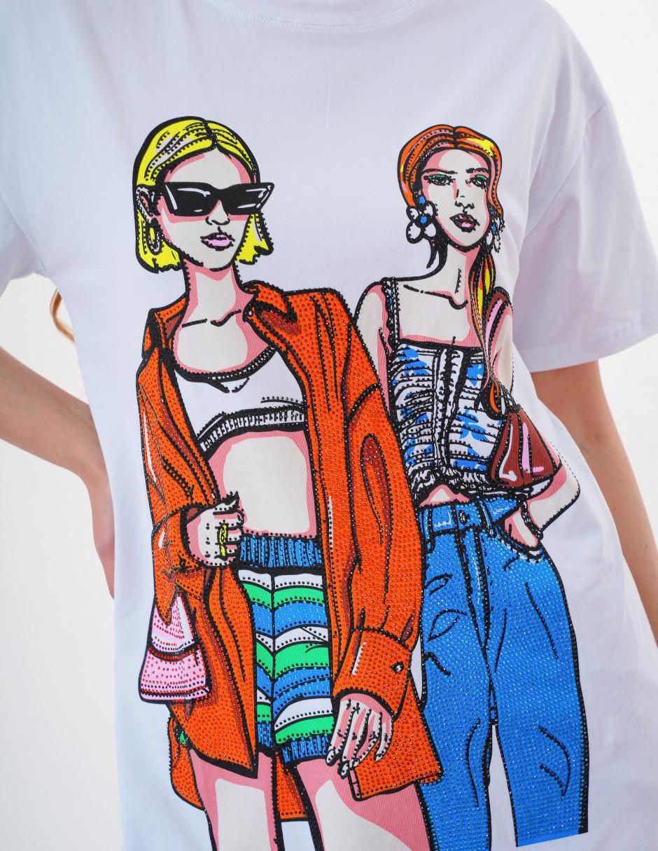 Playera manga corta cuello redondo mujer