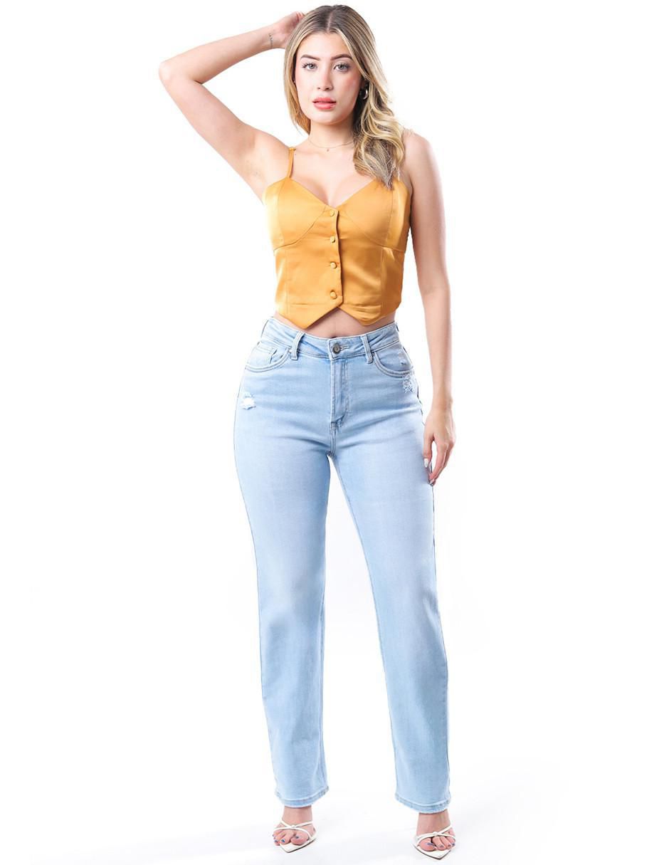 Jeans straight j-dff-1674-claro para mujer 5