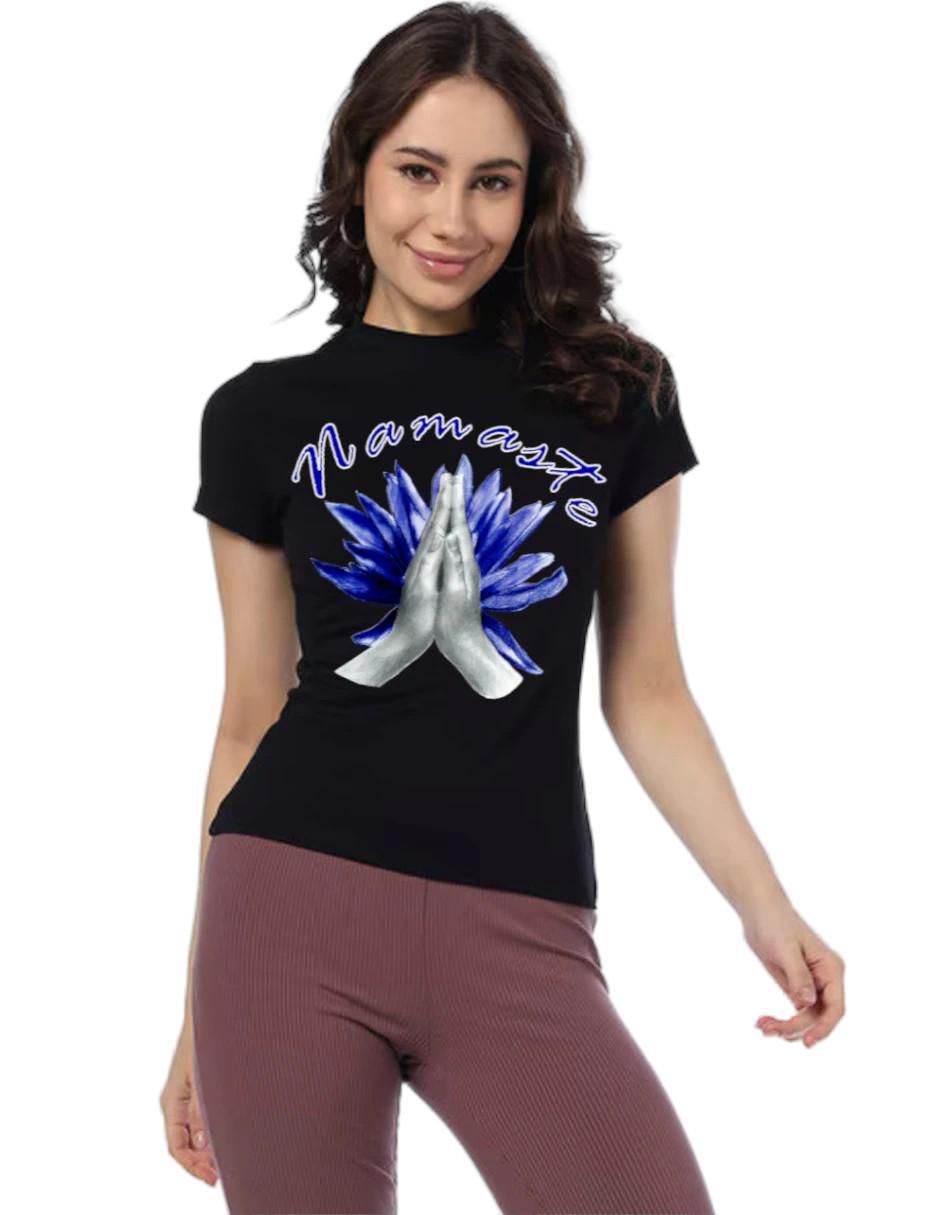 Playera manga corta Marëvnyk Namasté Espiritual Budismo cuello redondo para mujer