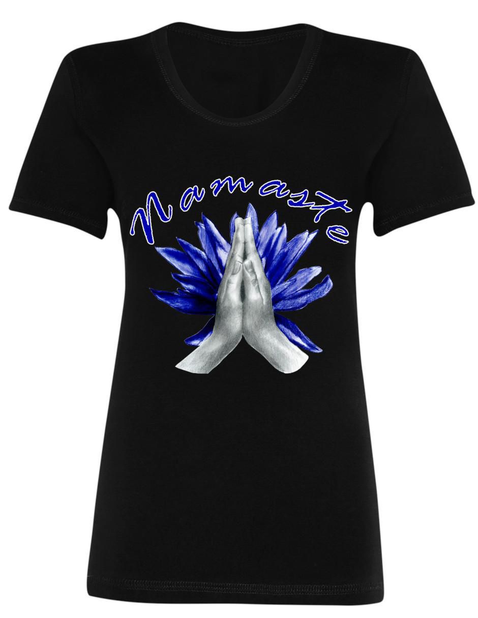 Playera manga corta Marëvnyk Namasté Espiritual Budismo cuello redondo para mujer