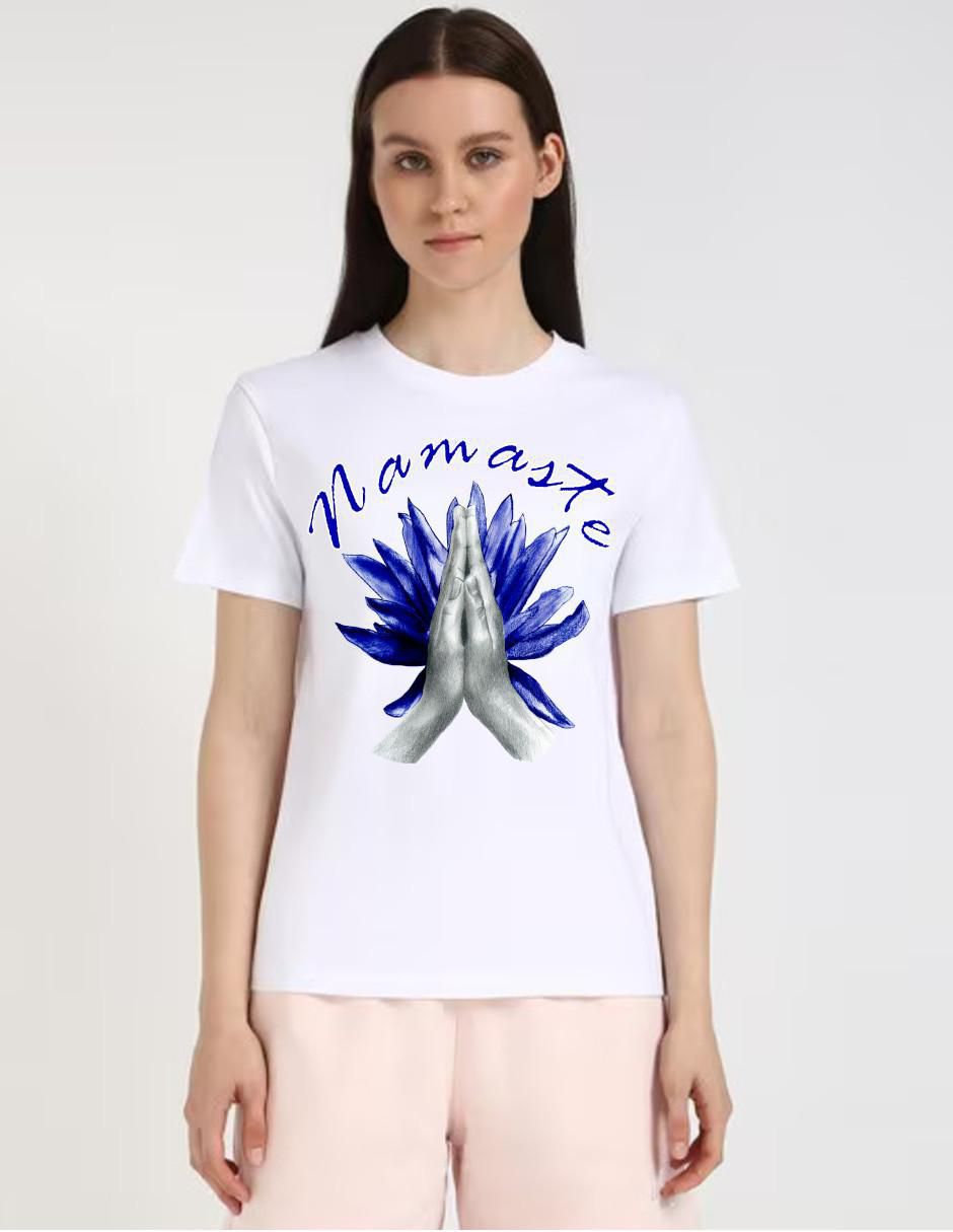 Playera manga corta Namasté Espiritual Budismo cuello redondo para mujer
