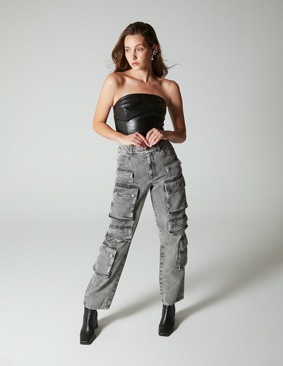 Jeans cargo baggy para mujer
