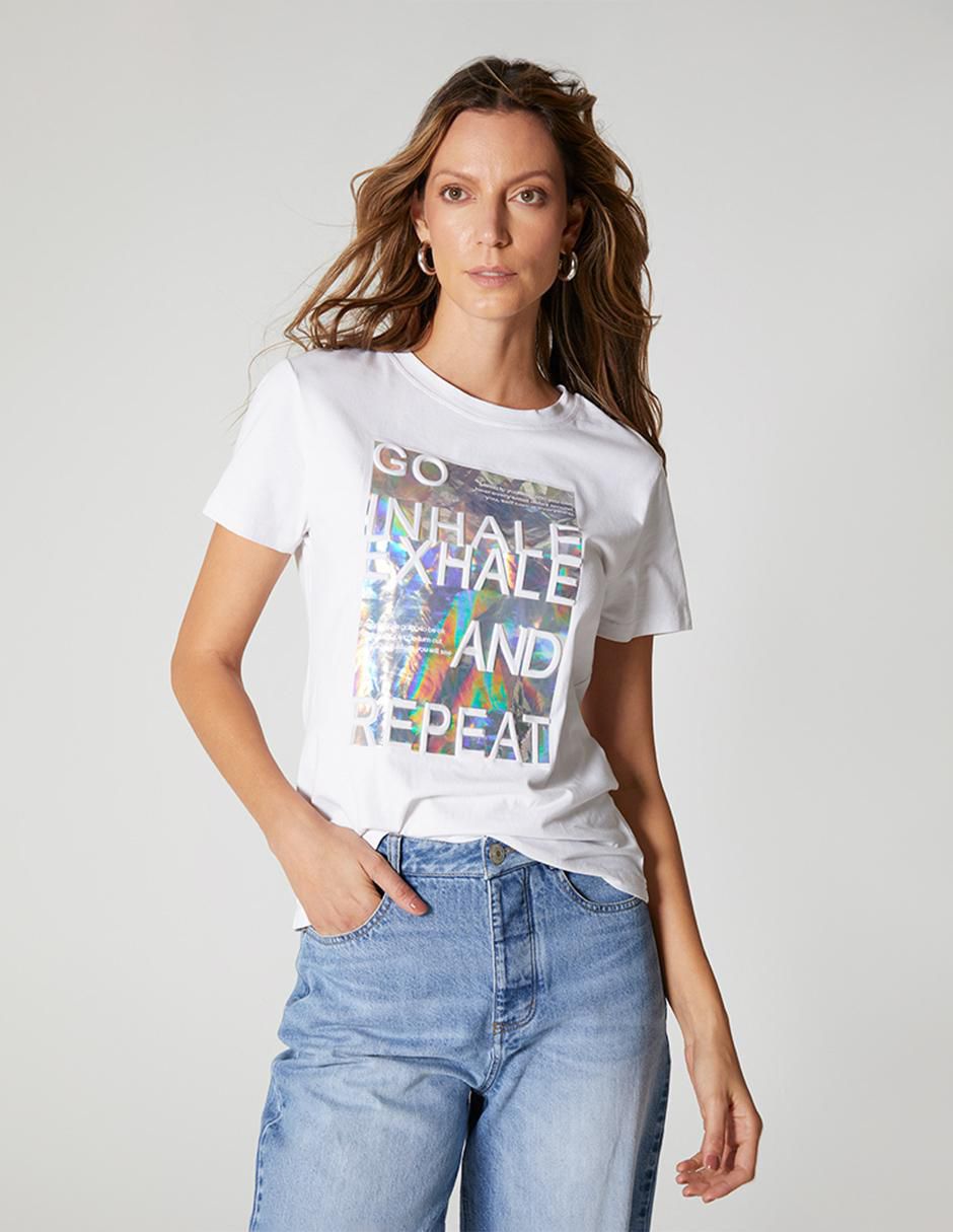 Playera manga corta Tornasol cuello redondo mujer Playera manga corta Tornasol cuello redondo mujer