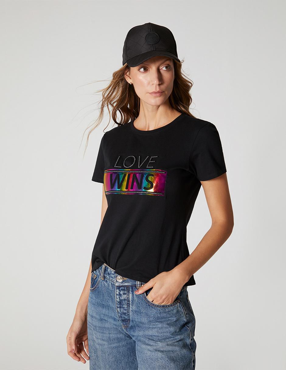 Playera manga corta Pride cuello redondo mujer