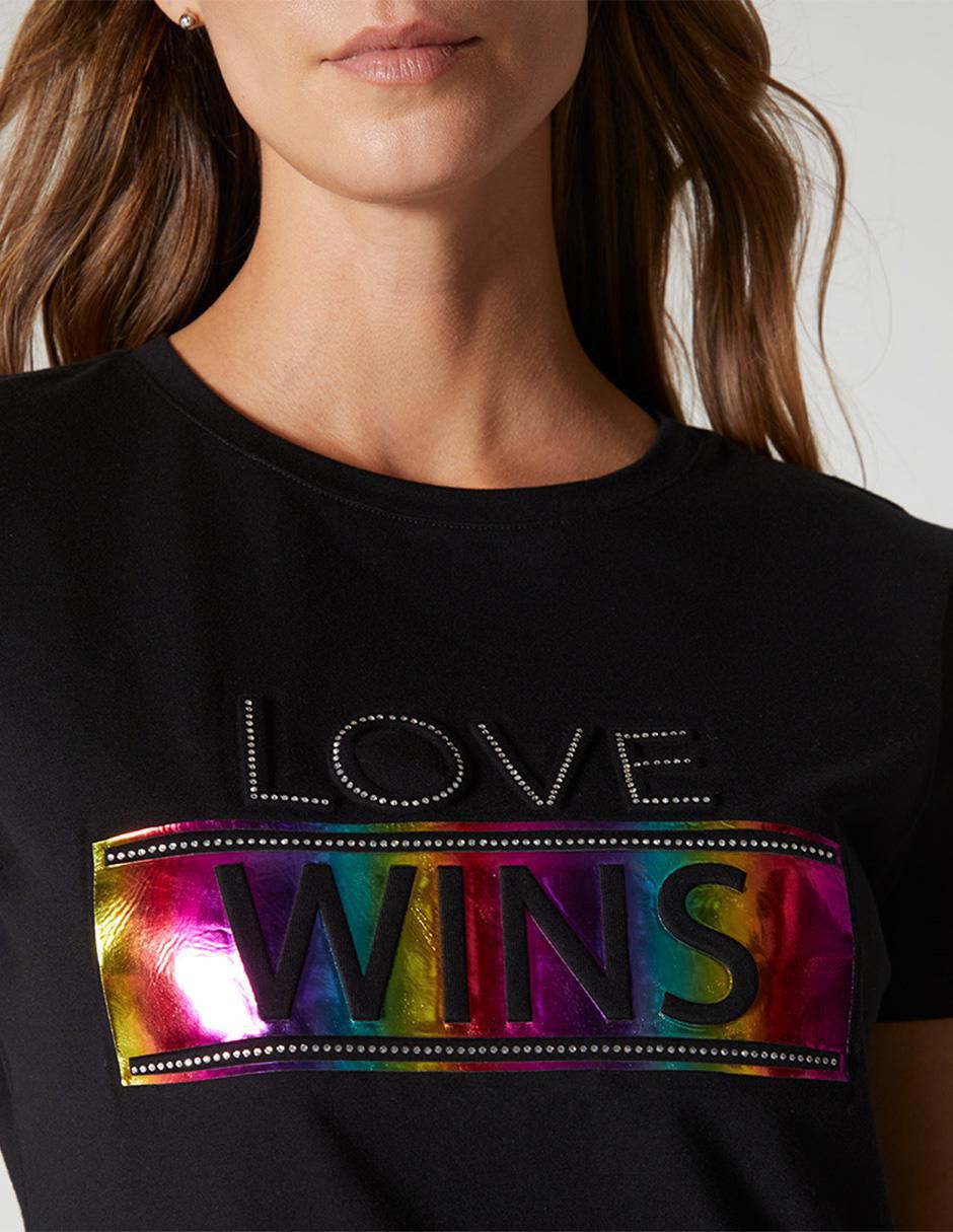 Playera manga corta Pride cuello redondo mujer