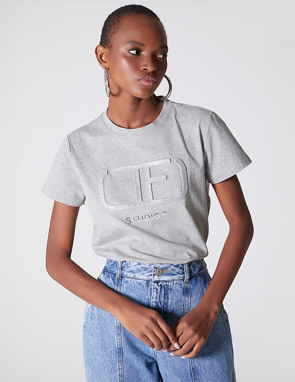 Playera manga corta cuello redondo mujer