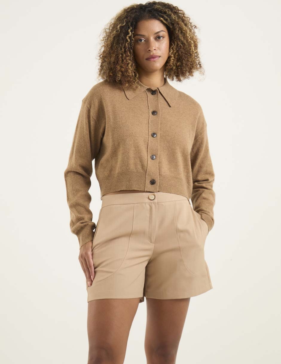 Suéter cuello camisero para mujer