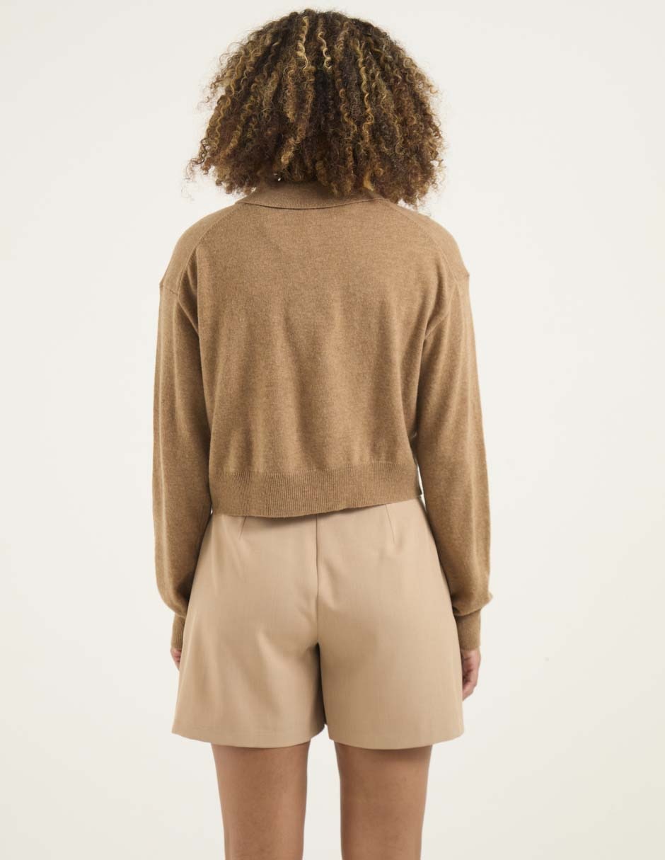 Suéter cuello camisero para mujer