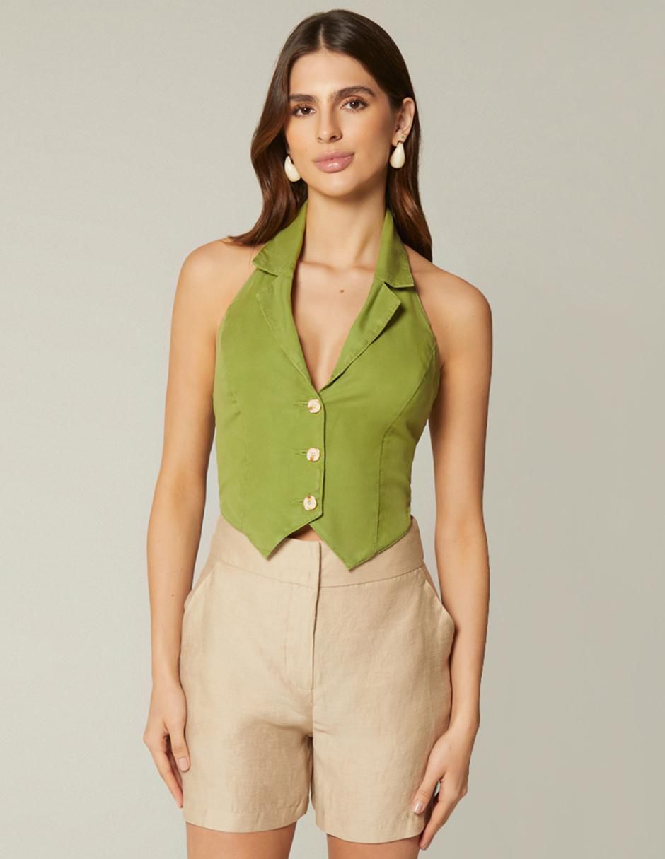 Top cuello solapa escote v Top cuello solapa escote v