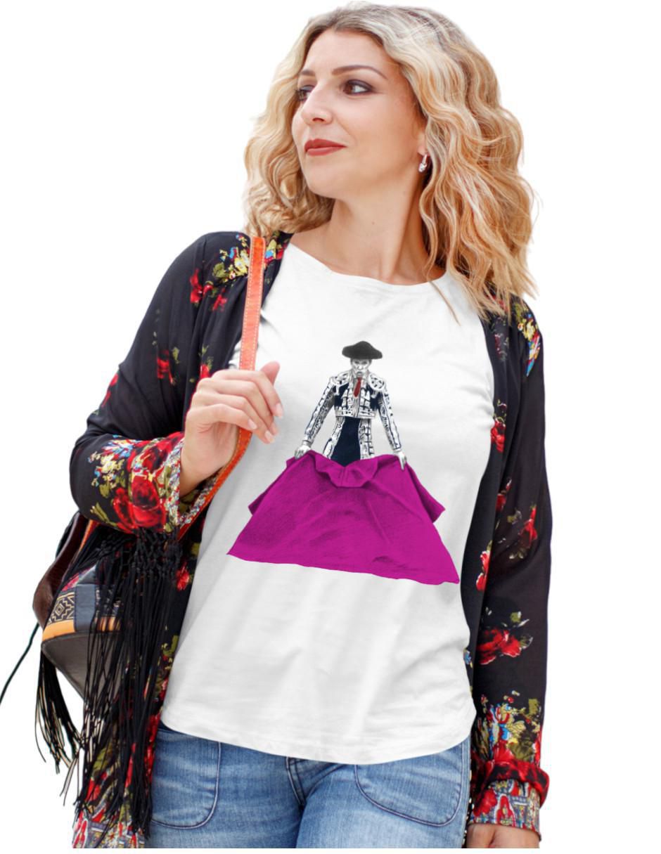 Playera manga corta Toro Tauromaquia Torero cuello redondo para mujer Playera manga corta Toro Tauromaquia Torero cuello redondo para mujer