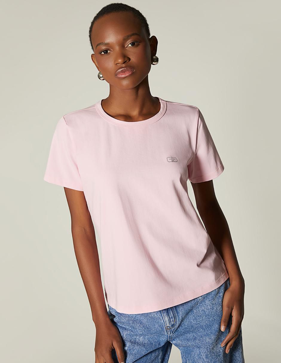 Playera manga corta cuello redondo mujer