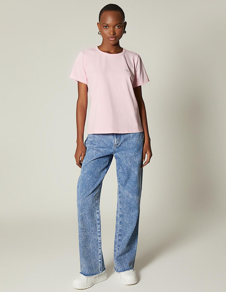 Playera manga corta cuello redondo mujer