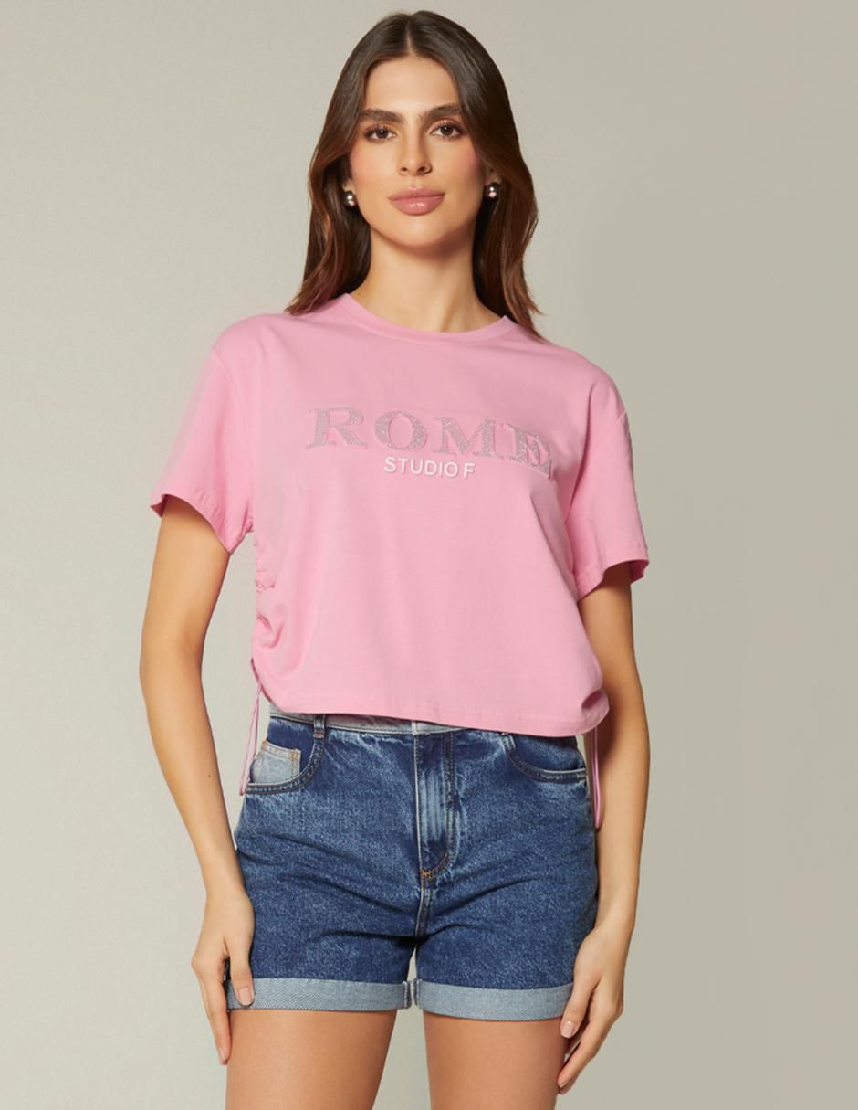 Playera manga corta Rome cuello redondo mujer