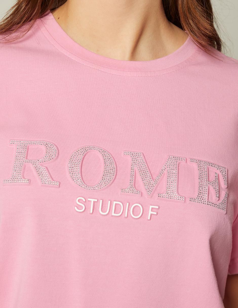 Playera manga corta Rome cuello redondo mujer