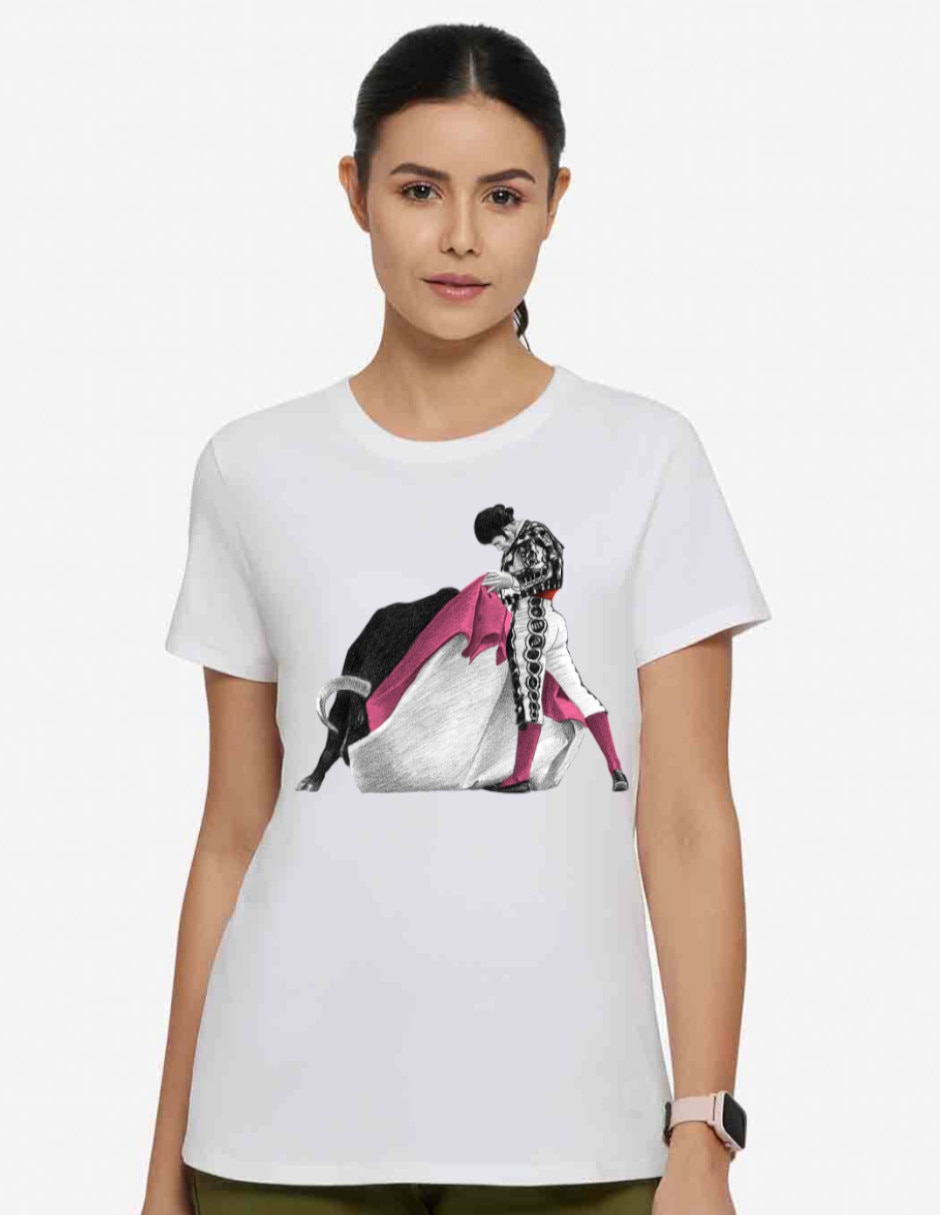 Playera manga corta Tauromaquia Arte Taurino cuello redondo para mujer Playera manga corta Tauromaquia Arte Taurino cuello redondo para mujer