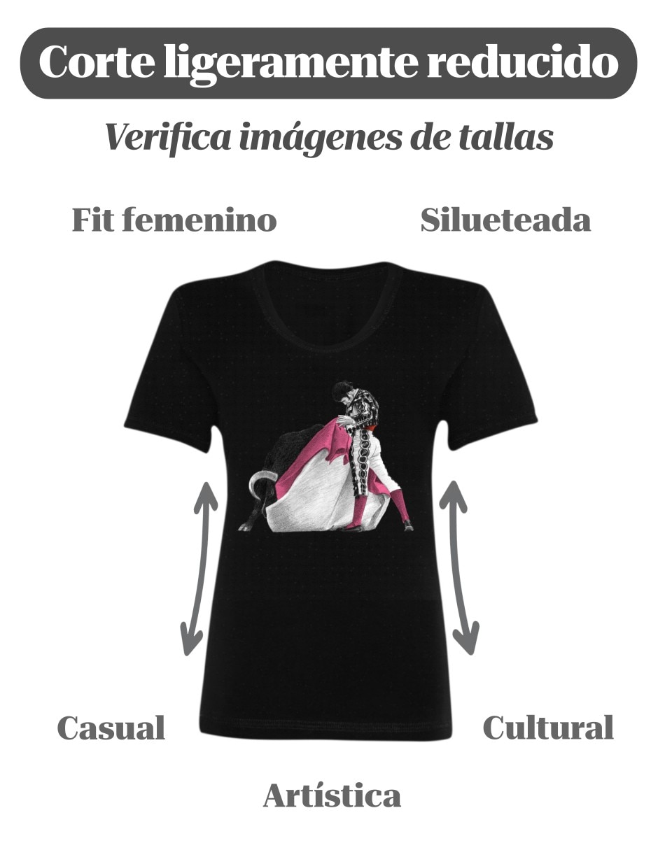 Playera manga corta Marëvnyk Tauromaquia Arte Taurino cuello redondo para mujer