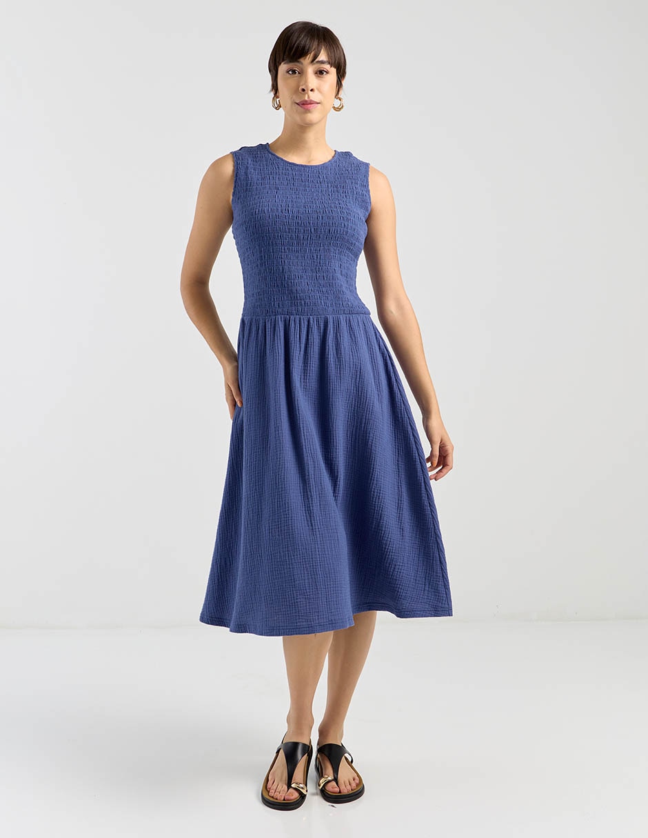 Vestido 3/4 casual escote redondo Vestido 3/4 casual escote redondo