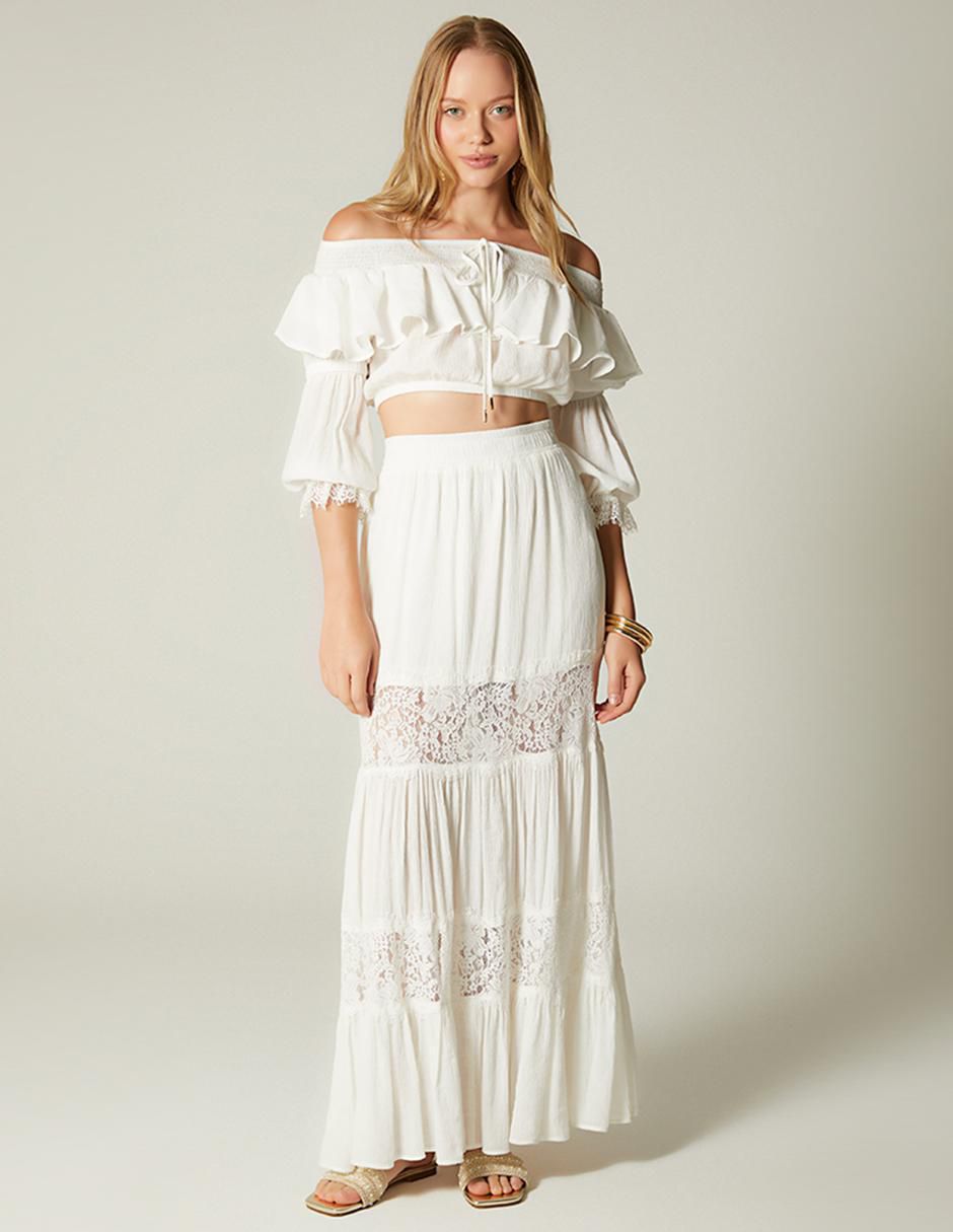 Falda larga Bohemian Comeback cintura alta