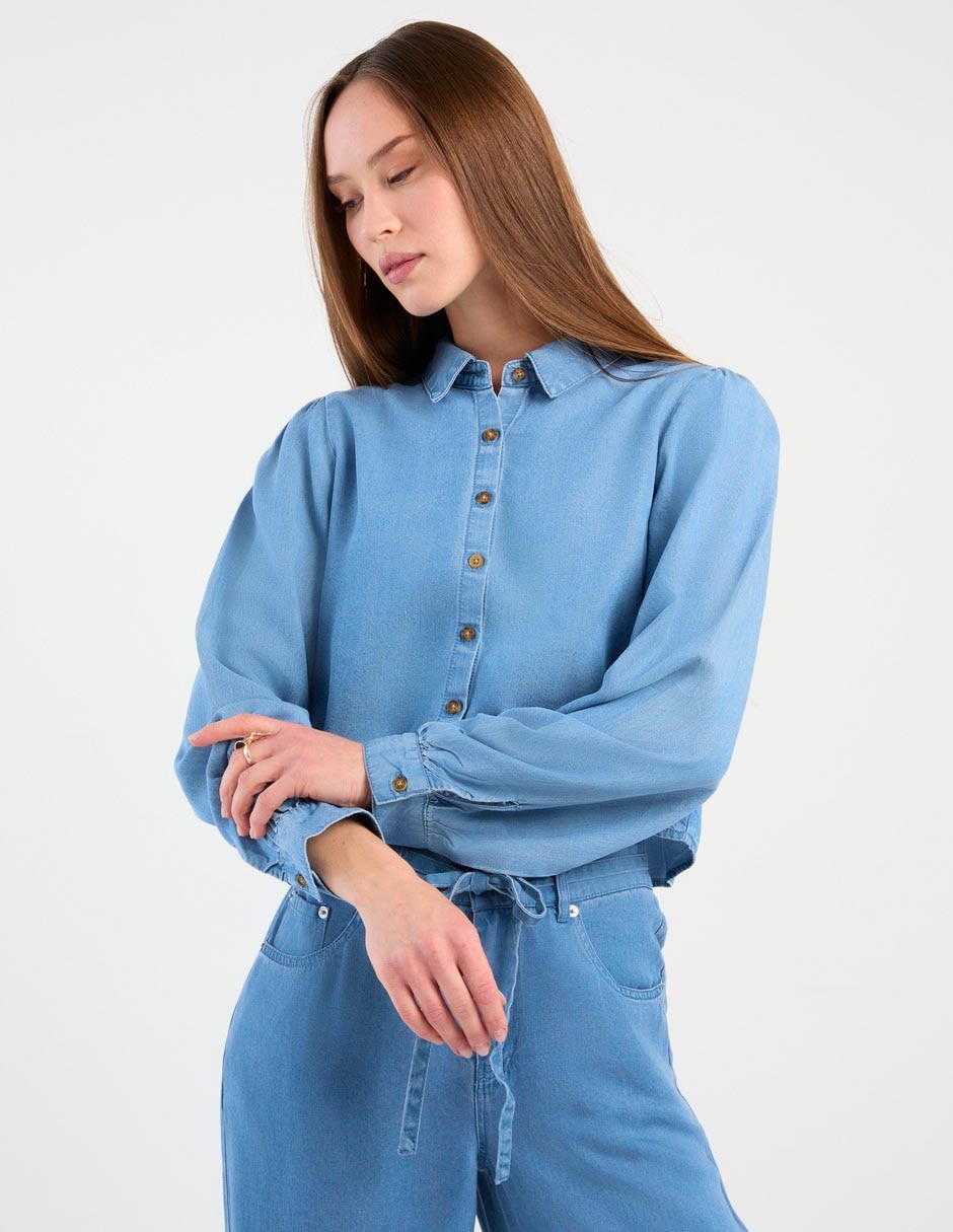 Camisa de algodon manga larga para mujer