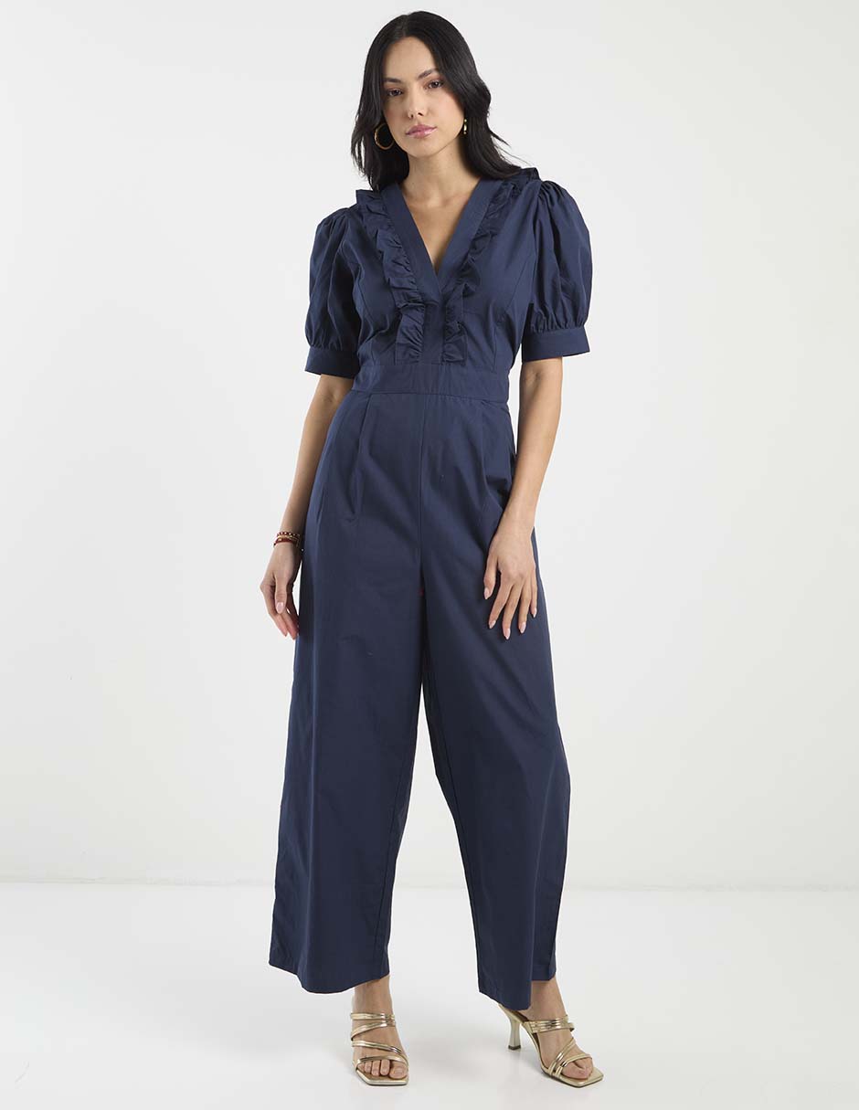 Jumpsuit de algodón formal estampado liso para mujer 1