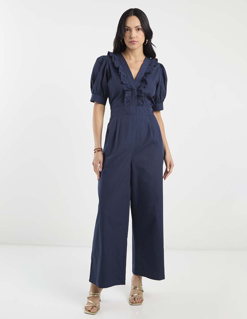 Jumpsuit de algodón formal estampado liso para mujer 7