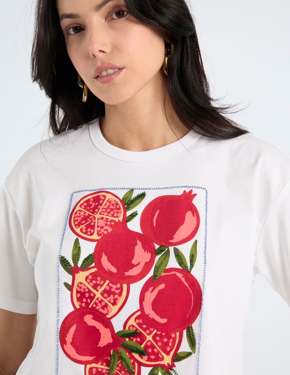 Playera manga corta Map cuello redondo para mujer