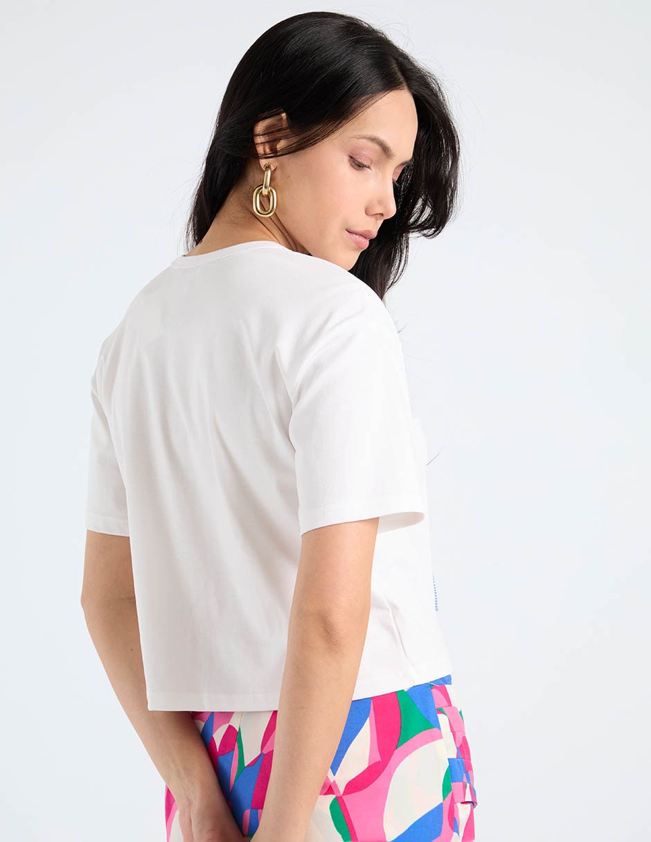 Playera manga corta Map cuello redondo para mujer