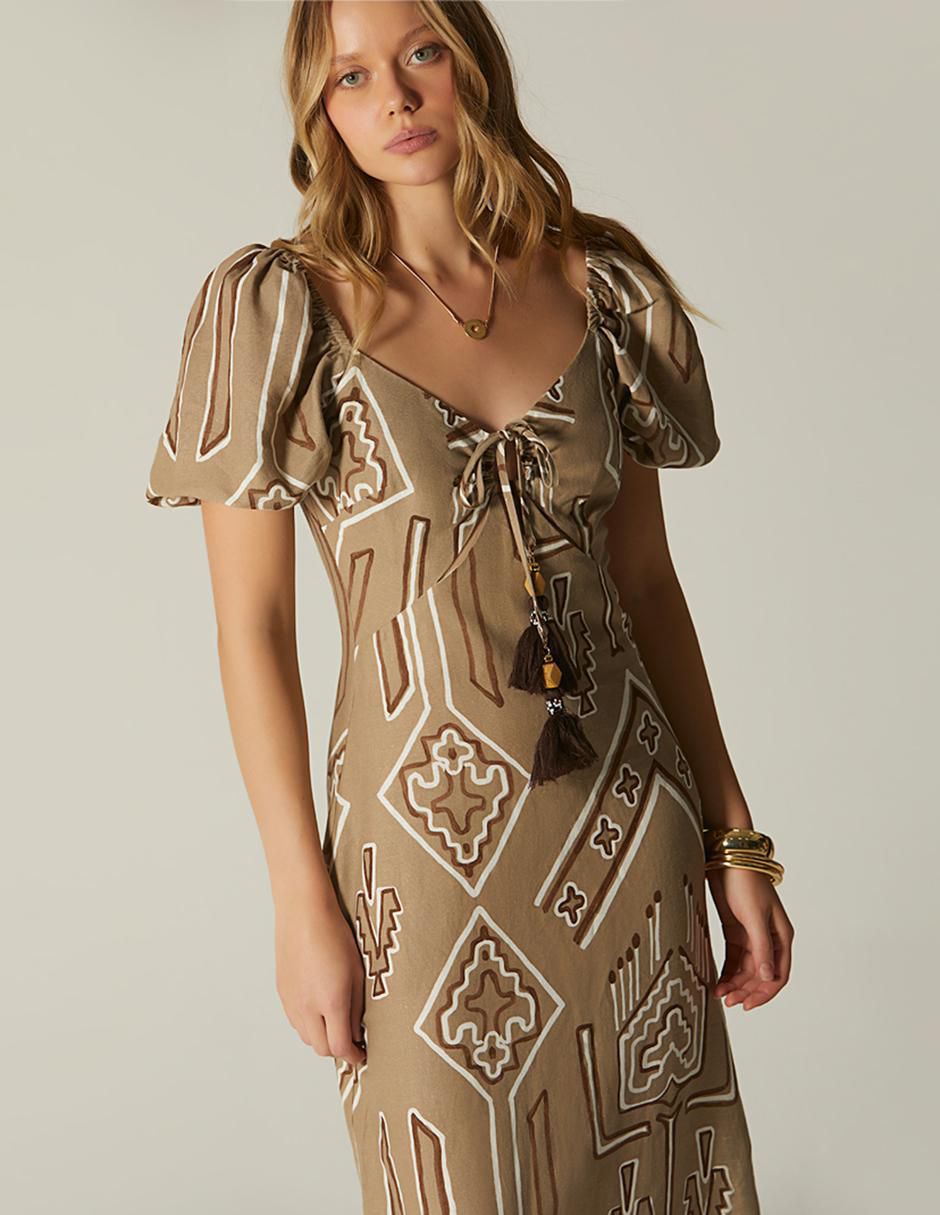 Vestido largo casual navajo moderno para mujer